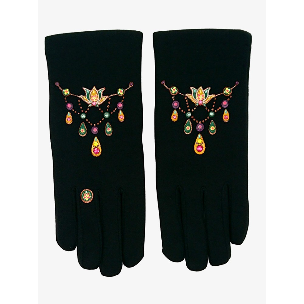 gants-peints-la-main-bracelet-lotus-moutarde